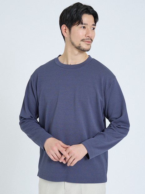 ヘリンボーン ジャガード 長袖Tシャツ｜ABAHOUSE GRAY / アバハウス グレイ