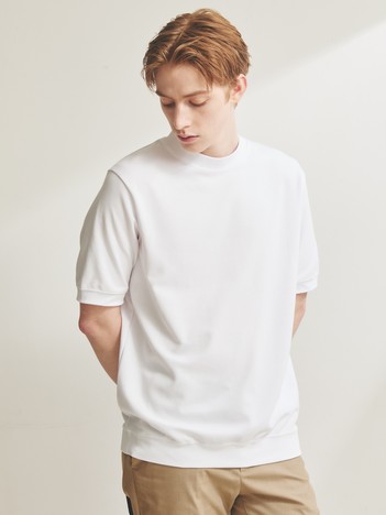 【SMART CLOSET/WEB限定】シルキータッチ モックネック 半袖Tシャツ