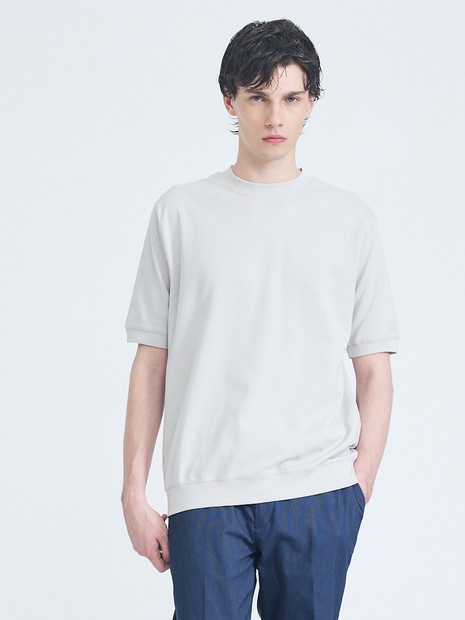 【SMART CLOSET/WEB限定】シルキータッチ モックネック 半袖Tシャツ