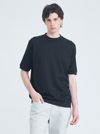 【SMART CLOSET/WEB限定】シルキータッチ モックネック 半袖Tシャツ