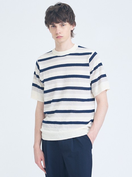 ブークレー マルチボーダー ニットTシャツ