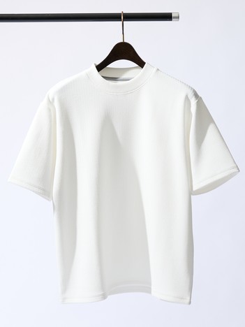 ABAHOUSE GRAY - 【ヘリンボーン柄】ジャガード モックネック 半袖 Tシャツ【予約】
