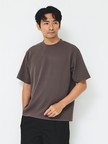 【ヘリンボーン柄】ジャガード モックネック 半袖 Tシャツ / アンサンブル対応