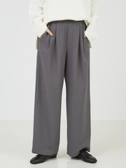 セットアップ対応】ピンストライプ＆無地タックワイドパンツ｜OUTLET