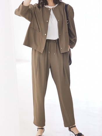 【セットアップ対応】クールタッチサテンゆるテーパードパンツ