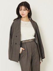 【Cabana】dusty-BLUE-GREY LINENチェック ジャケット セットアップ対応】グレンチェックジャケット｜abahouse mavie