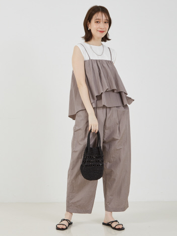 シャイニータフタワイドテーパードパンツ