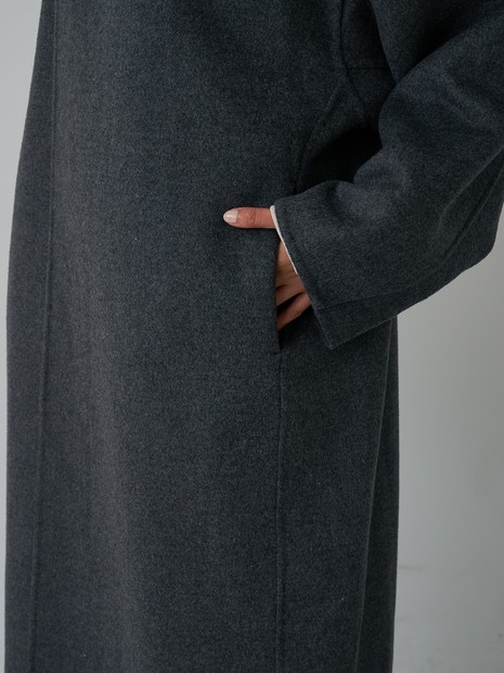 体型カバー】ノーカラーロングコート/冬服/長袖/フォーマル/セミオケ