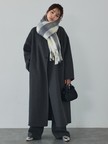 【体型カバー】ノーカラーロングコート/冬服/長袖/フォーマル/セミオケ/ウール混