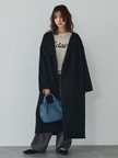 【体型カバー】ノーカラーロングコート/冬服/長袖/フォーマル/セミオケ/ウール混