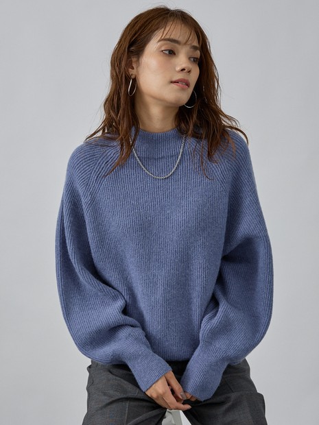 片畦モックネックプルオーバー