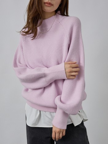 片畦モックネックプルオーバー