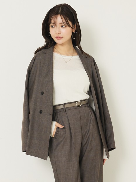 【上下２点セット】グレンチェックジャケット＆セミワイドパンツセットアップ