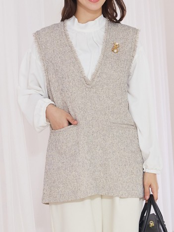 ツイードフリンジベスト
