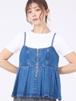 ウォッシュドデニムキャミ/レイヤード/バックリボン/春服/夏服