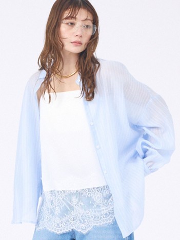 【やわらかに透ける】シアーストライプシャツ