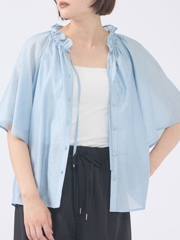 【羽織にもなる】フリルカラーブラウス
