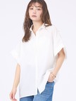 【着痩せシルエット】フレンチスリーブシャツ