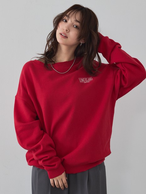 【ゆるっとこなれ感】ヴィンテージライクスウェット/冬服/長袖/刺繍/裏起毛