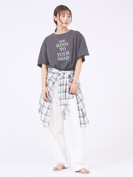 【体型カバー】ロゴタックTシャツ/半袖/大人カジュアル/体型カバー
