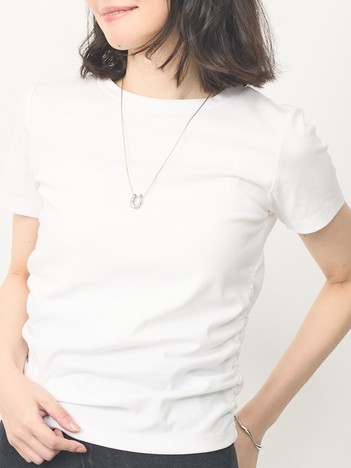 【ウエスト細見え】サイドギャザーTシャツ
