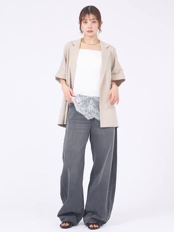 【追加生産決定！】サテン裾レースキャミソール