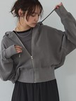 【裏毛】ピグメントショートジップパーカー/ヴィンテージ風/長袖/スウェット/春服