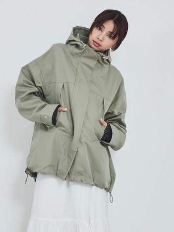 【ライトアウター】フーデッドブルゾン/春服/マウンテンパーカー/通勤/羽織り