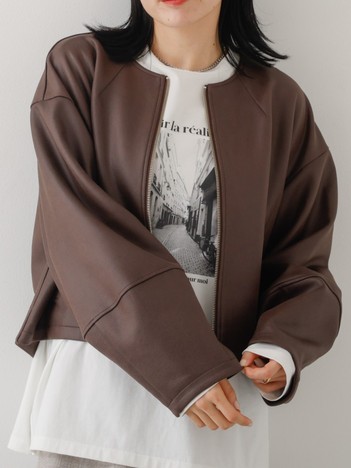 abahouse mavie - ソフトレザーライクジップブルゾン【予約】