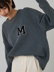 スウェットライク刺繍ニット