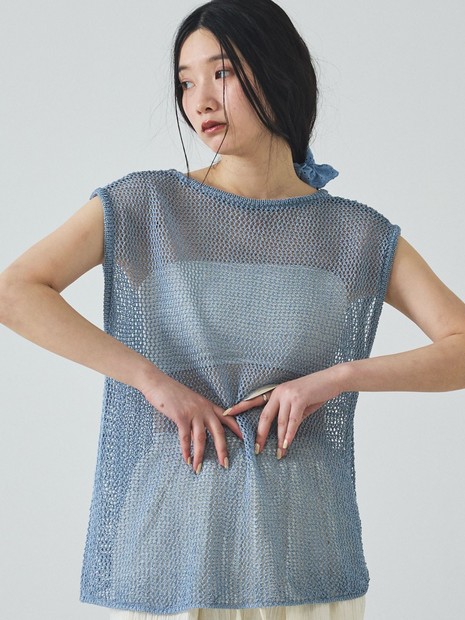 夏のレイヤードに】メッシュニットノースリーブ｜abahouse mavie