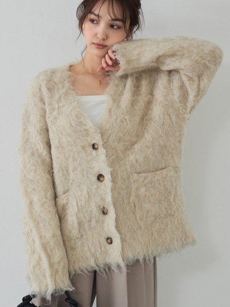 スタッフ人気No1】シャギー起毛カーディガン/ニット/軽量/ガーリー