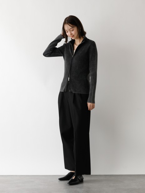 Wジップリブハイネックカーデ