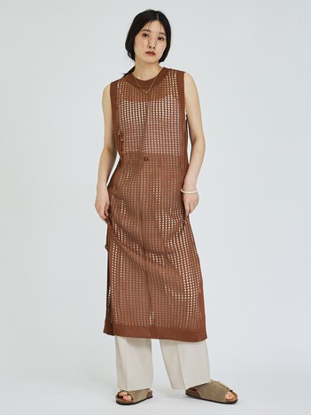【レイヤード】メッシュニットワンピース