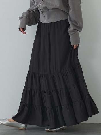 【ペチ付き】ティアードスカート/春服/夏服/マキシ/レイヤード