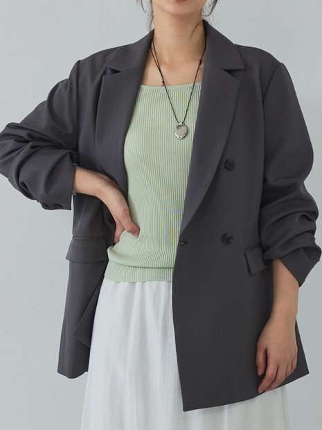 【総裏】ダブルジャケット/フリーサイズ/春アウター/長袖/春服【予約】