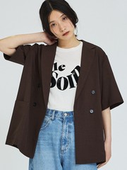 セットアップ対応】クールタッチサテンノーカラージャケット｜OUTLET
